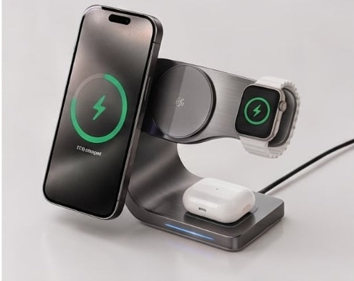 DeskCharge Metal 4w1 – Magnetyczna Stacja Ładująca Premium